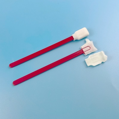 赤い茎の長方形のスポンジの先端はクリーニングの綿棒のクリーンルーム128mm泡立つ