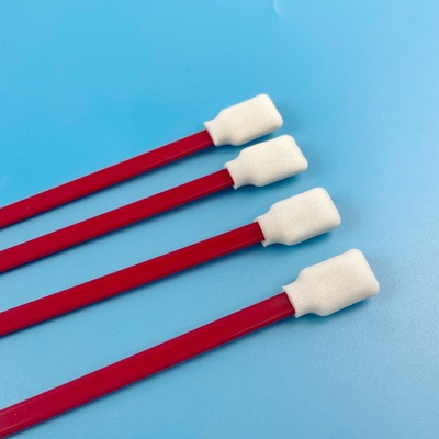 赤い茎の長方形のスポンジの先端はクリーニングの綿棒のクリーンルーム128mm泡立つ