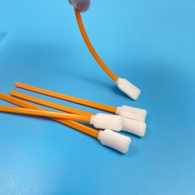 多目的5インチクリーニングスワブ オレンジ長方形泡のヒント 耐久性のあるPPハンドル 流さないデザイン