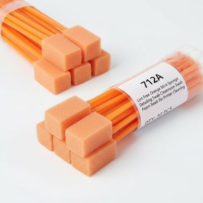 712A リントフリー オレンジスティック スポンジ デテーリング スワブ クリーンルームスワブ 長方形フォームスワブ プリンタークリーニング用