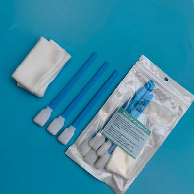 High Cleaning Ability Blue PP Stick Rectangular Sponge Detailing Swab Foam Tip Swab Printer Cleaning Kit with Polyester Wipes