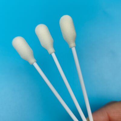 医療試験用の白色PPスティック 泡蓋 綿 スポンジ 棒 泡先スワブ