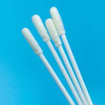 8 センチメートル使い捨て白 PP スティック滅菌泡先端綿棒 VTM キットインフルエンザ検査口腔綿棒環境試験綿棒表面サンプリング綿棒