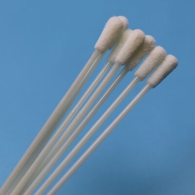145 ミリメートル ABS スティック植毛ナイロン滅菌綿棒インフルエンザ検査サンプリング綿棒口腔標本収集綿棒破断点なし