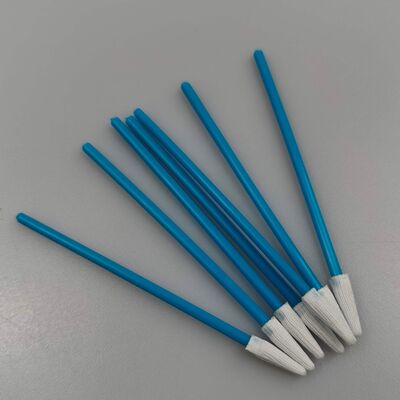 青いハンドル糸くずの出ない綿棒ミニ先のとがったポリエステル綿棒クリーンルーム用精密クリーニング綿棒