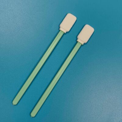 714 グリーンハンドル糸くずの出ない綿棒フラットスクエアクリーンルーム綿棒精密クリーニングポリエステル綿棒レンズクリーニング用