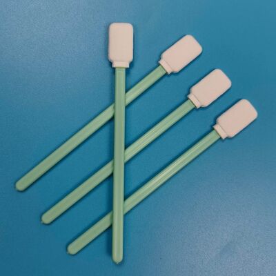 714 グリーンハンドル糸くずの出ない綿棒フラットスクエアクリーンルーム綿棒精密クリーニングポリエステル綿棒レンズクリーニング用