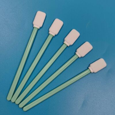 714 グリーンハンドル糸くずの出ない綿棒フラットスクエアクリーンルーム綿棒精密クリーニングポリエステル綿棒レンズクリーニング用