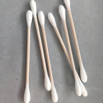 使い捨て可能な木100pcsタケ綿の芽の綿棒