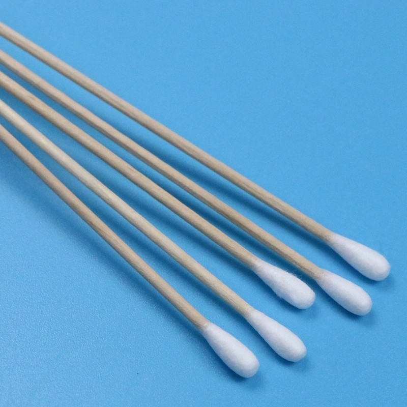 CA-006 生物分解性 長い木製の棒 クリーンルーム Q ヒント 産業用綿花 清掃 スワブ 棒