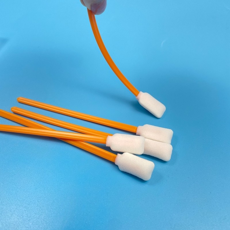 多目的5インチクリーニングスワブ オレンジ長方形泡のヒント 耐久性のあるPPハンドル 流さないデザイン
