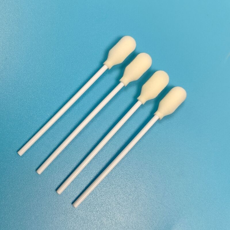 医療試験用の白色PPスティック 泡蓋 綿 スポンジ 棒 泡先スワブ