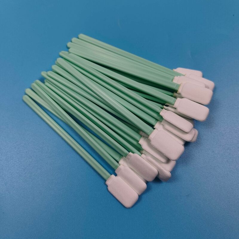 714 グリーンハンドル糸くずの出ない綿棒フラットスクエアクリーンルーム綿棒精密クリーニングポリエステル綿棒レンズクリーニング用